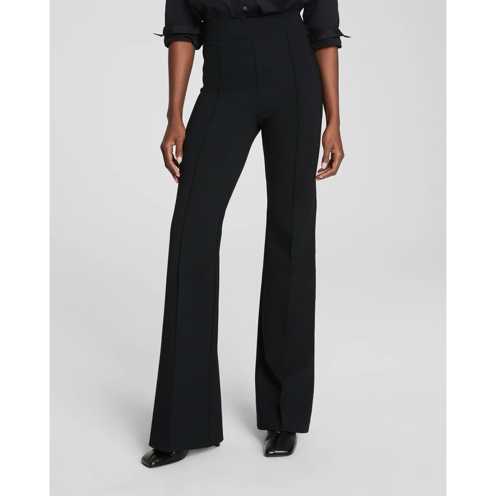 Spanx Dress Pants Black Ponte Flare Pull On Stretch Shaping Office Small 20252R